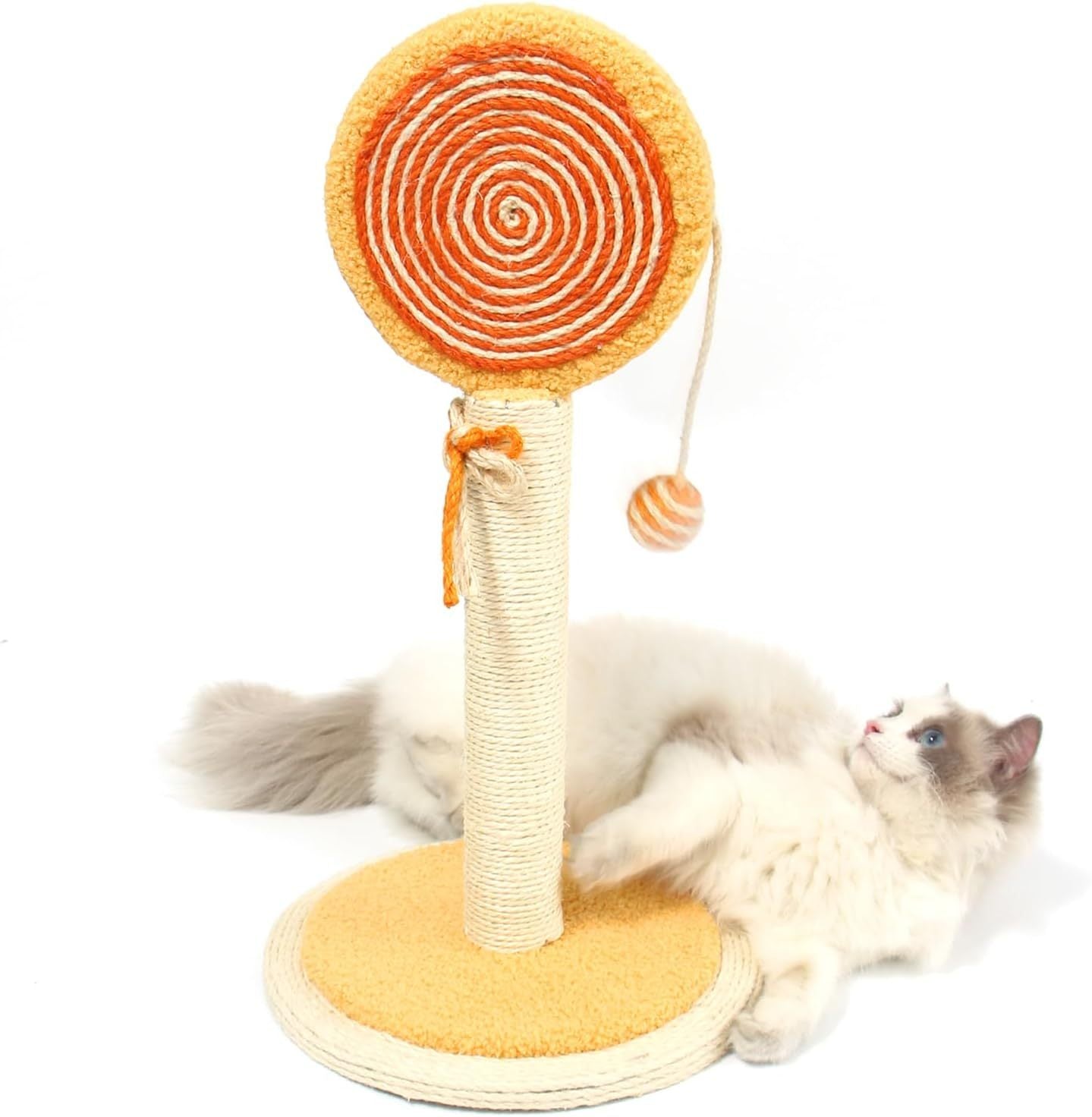 Kratzbaum mit Spielball | Stabiler Sisal-Kratzpfosten für Katzen
