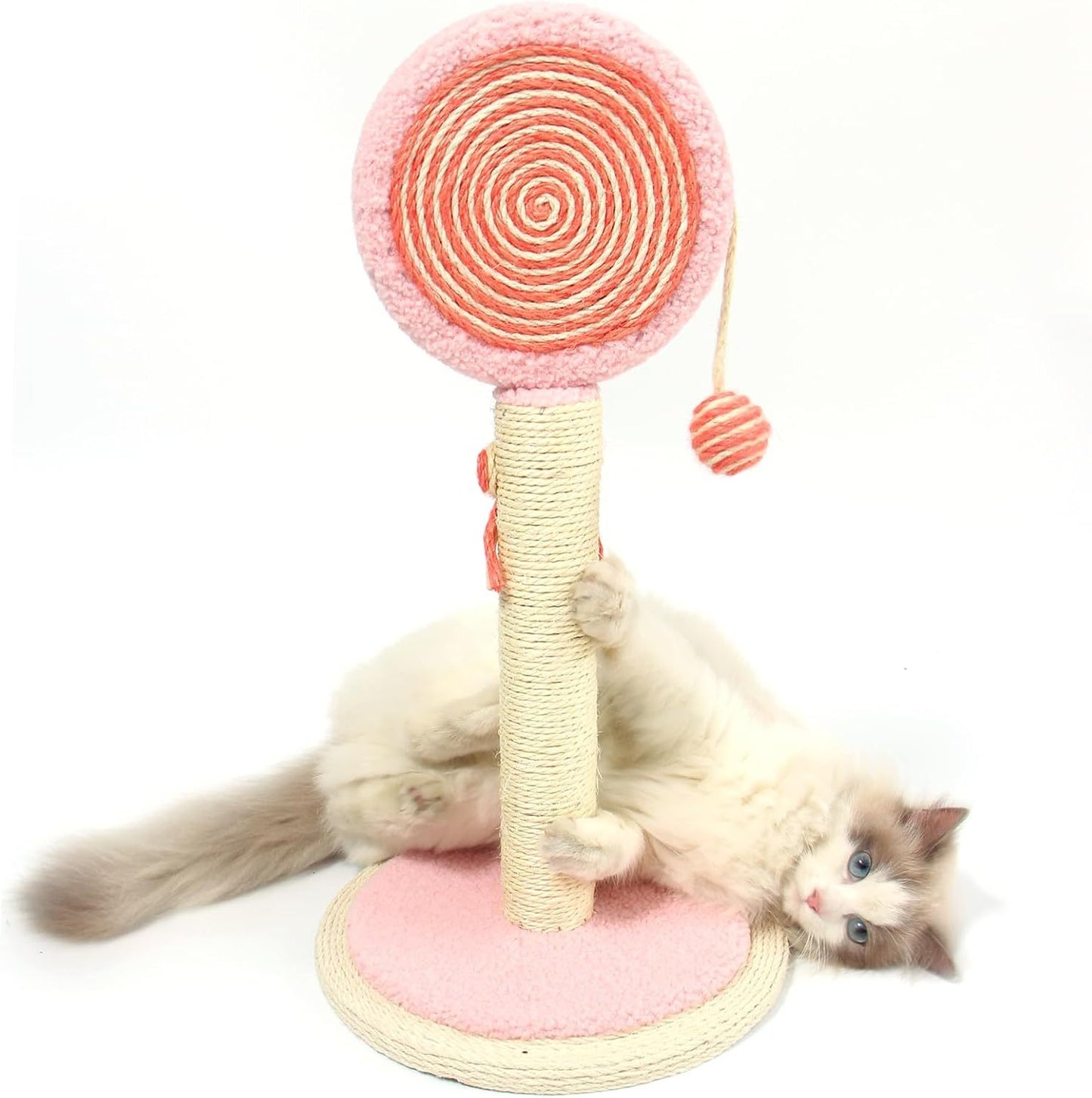 Kratzbaum mit Spielball | Stabiler Sisal-Kratzpfosten für Katzen