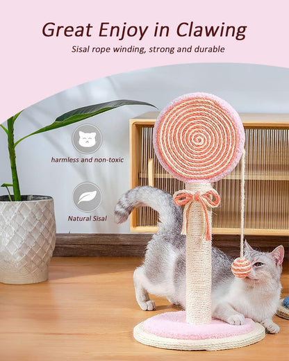 Kratzbaum mit Spielball | Stabiler Sisal-Kratzpfosten für Katzen