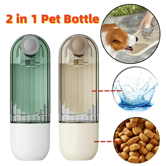 2-in-1 Tragbare Haustier-Trinkflasche – Futter & Wasser für unterwegs